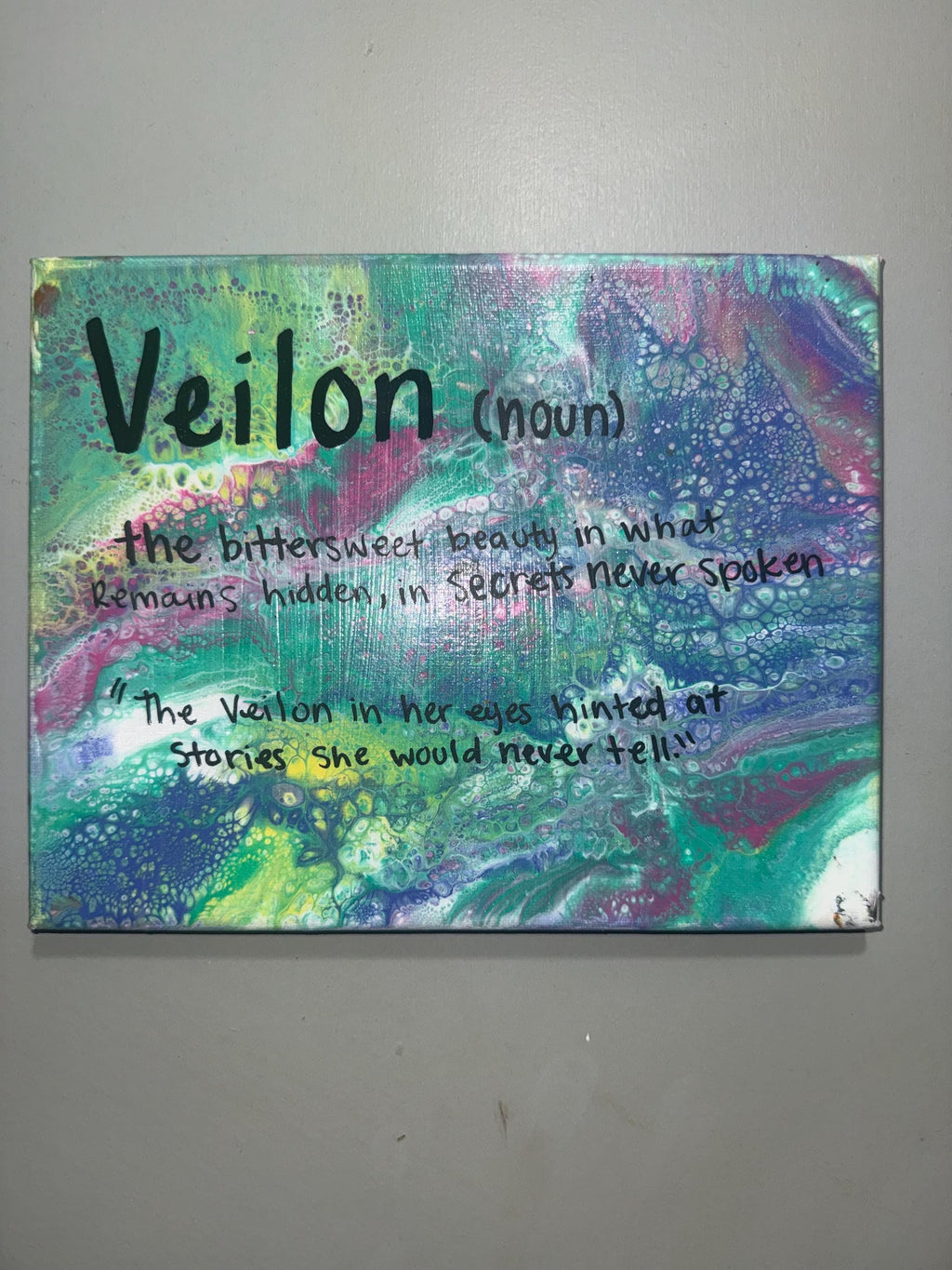 Veilon (Noun) Abstract Fluid Art Canvas Print: Bittersweet Beauty Secrets Never Spoken