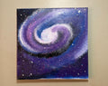 Hand-Painted Galaxy Spiral Artwork: Indigo, Violet, Blue Swirls, Stardust Accents