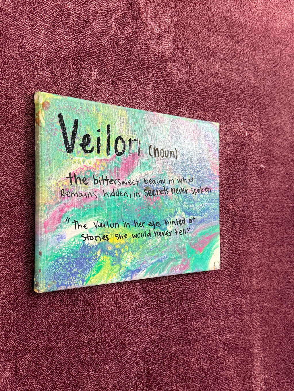 Veilon (Noun) Abstract Fluid Art Canvas Print: Bittersweet Beauty Secrets Never Spoken