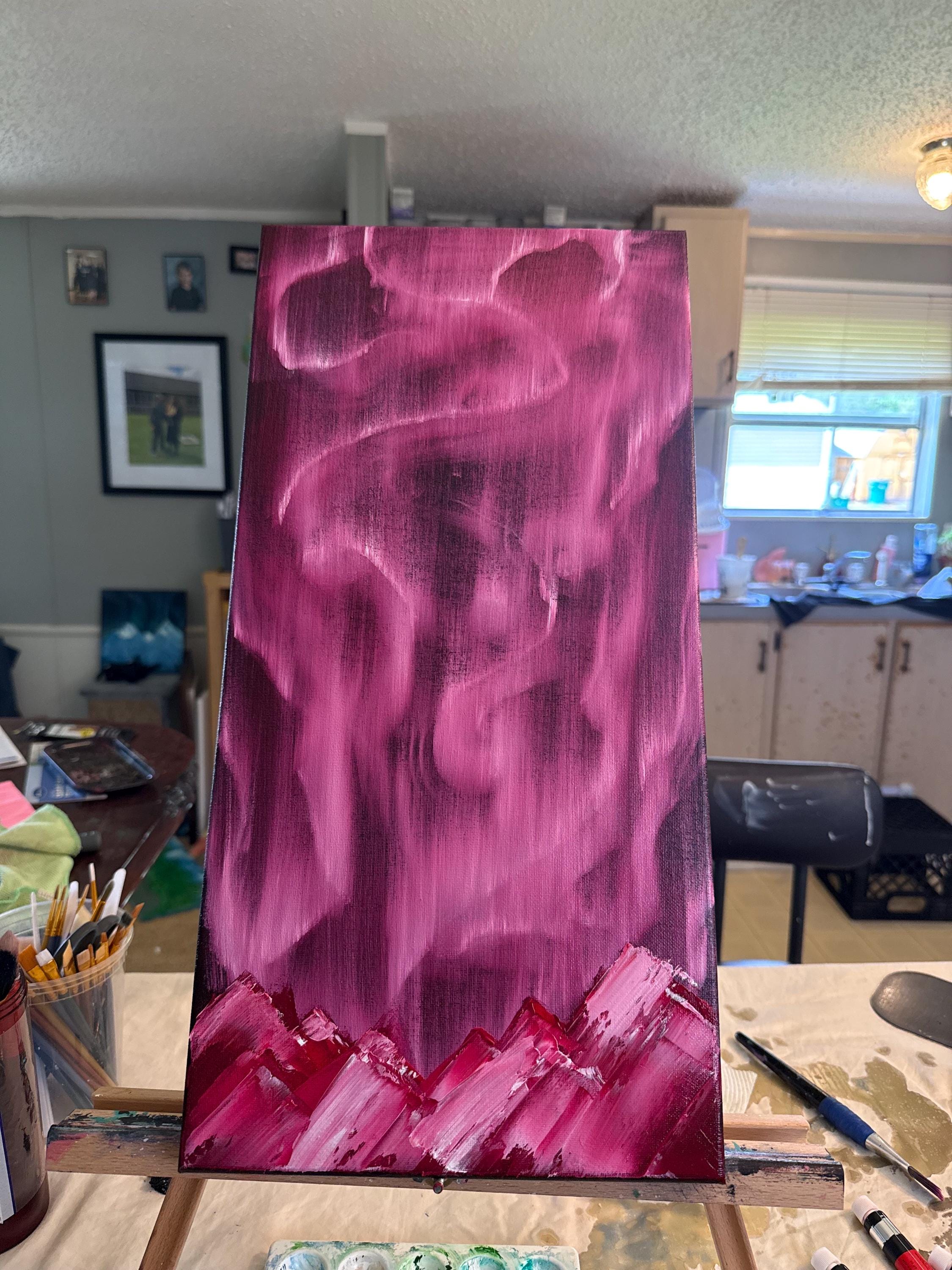 Abstract Magenta Painting: Crimson, Pink, Textured Canvas Art