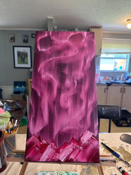 Abstract Magenta Painting: Crimson, Pink, Textured Canvas Art