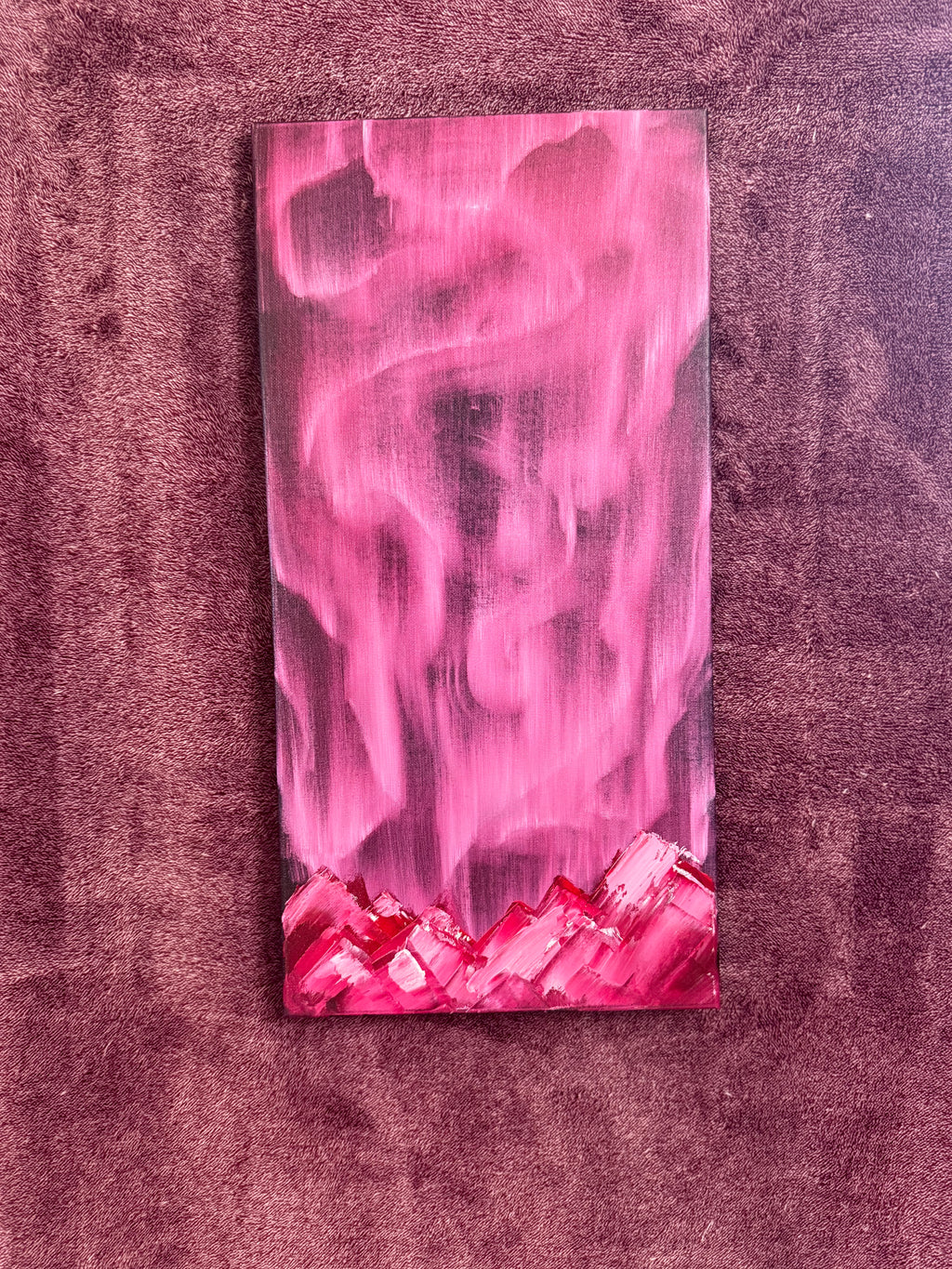 Abstract Magenta Painting: Crimson, Pink, Textured Canvas Art