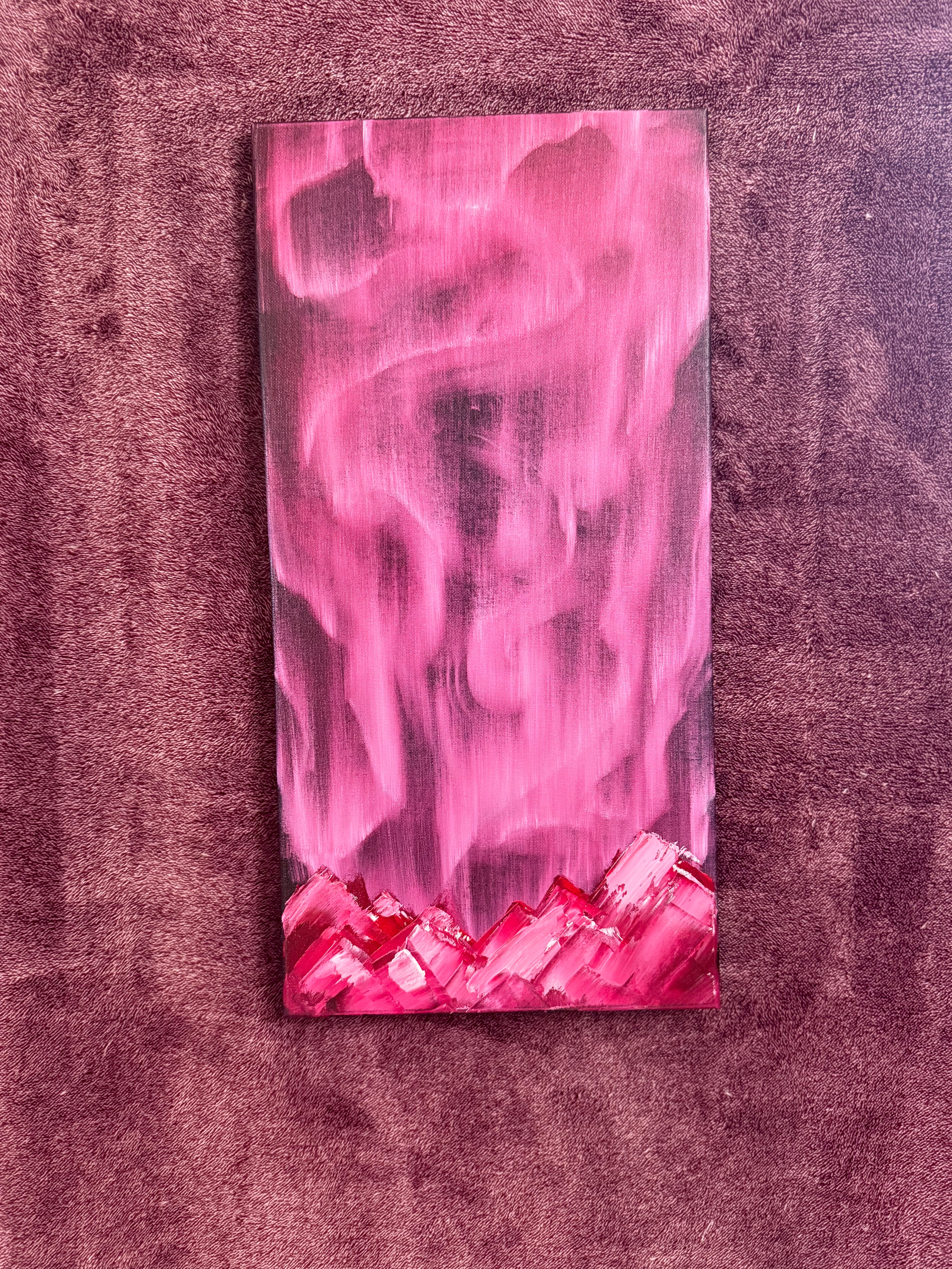 Abstract Magenta Painting: Crimson, Pink, Textured Canvas Art