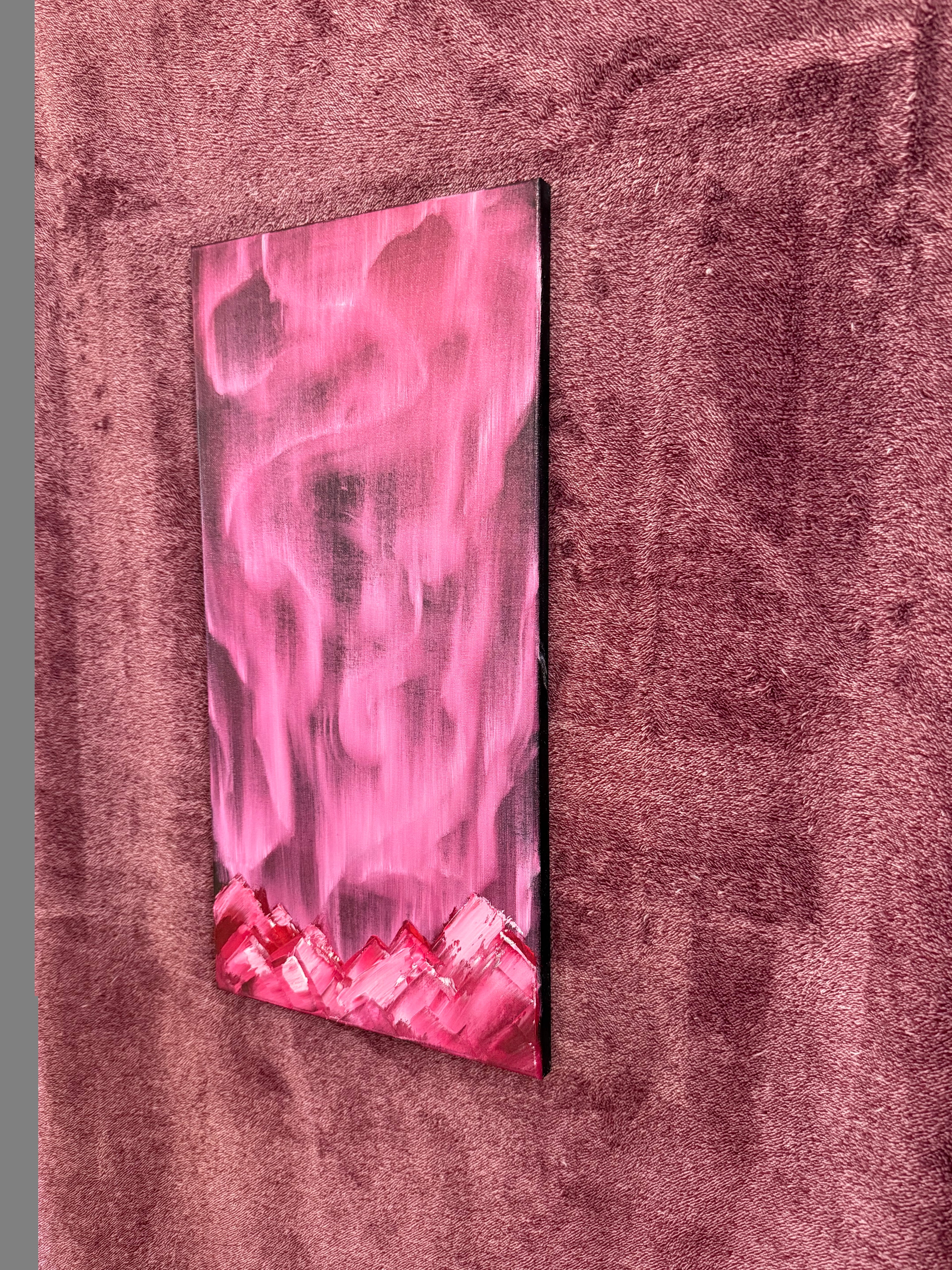 Abstract Magenta Painting: Crimson, Pink, Textured Canvas Art