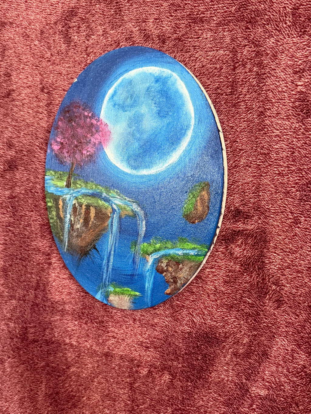 Whimsical Outer Space Floating Falls Painting – Cosmic Landscape Art