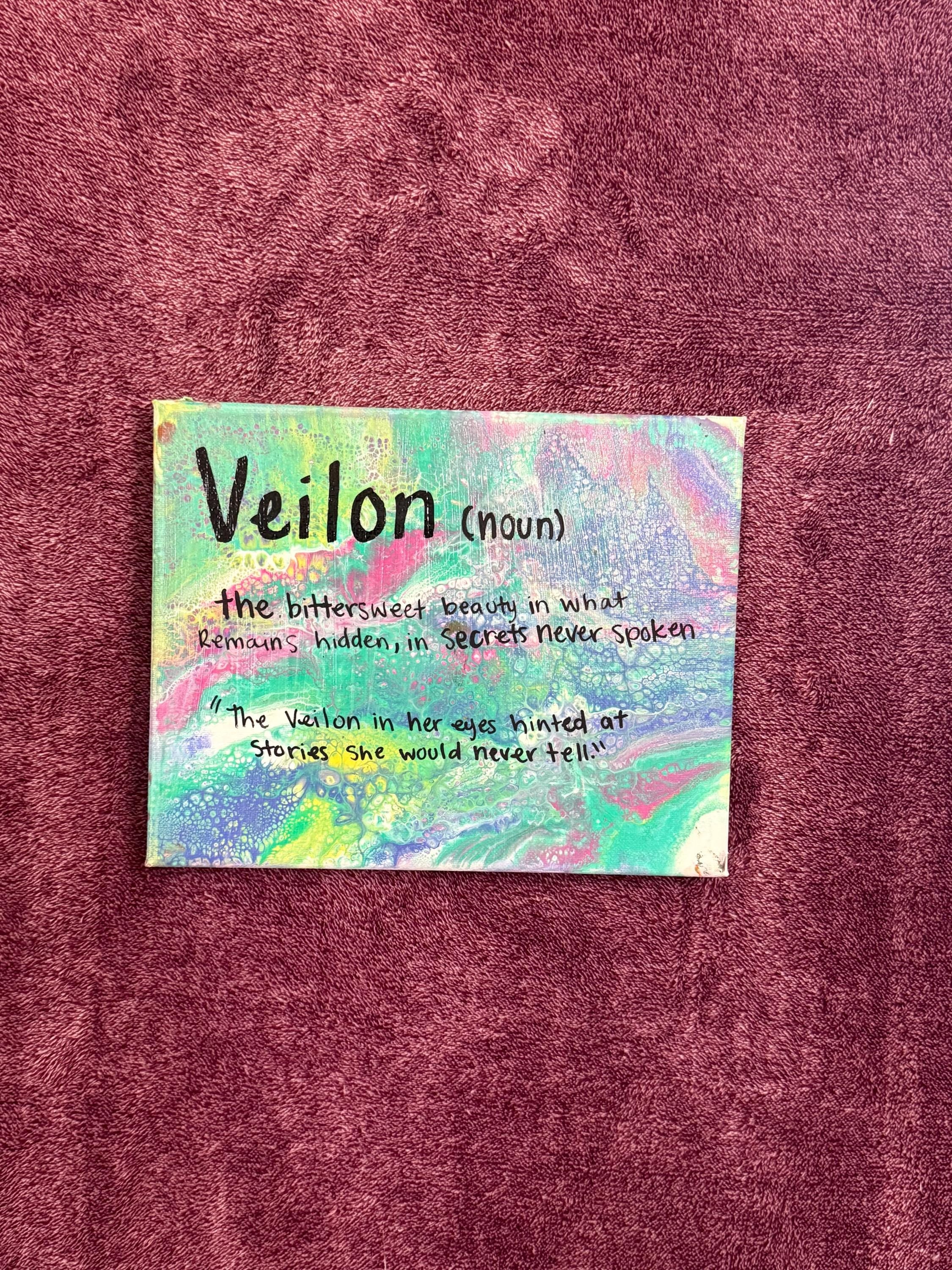 Veilon (Noun) Abstract Fluid Art Canvas Print: Bittersweet Beauty Secrets Never Spoken